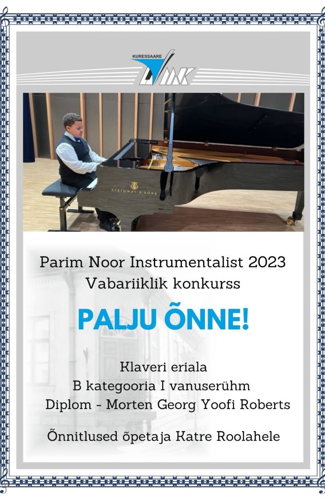 Parim Noor Instrumentalist 2023 – vabariiklik klaverikonkurss – Morten Georg Yoofi Roberts