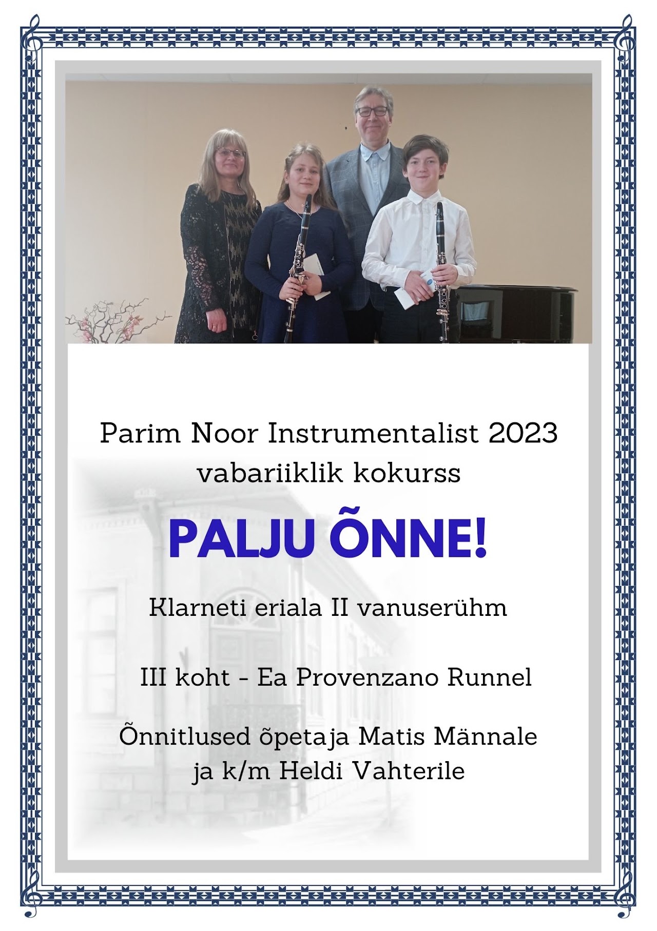 Parim Noor Instrumentalist 2023 – vabariiklik klarnetikonkurss – Ea Provenzano Runnel