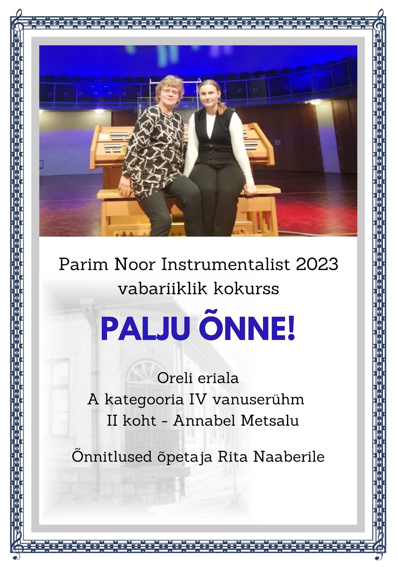 Parim Noor Instrumentalist 2023 – vabariiklik orelikonkurss – Annabel Metsalu
