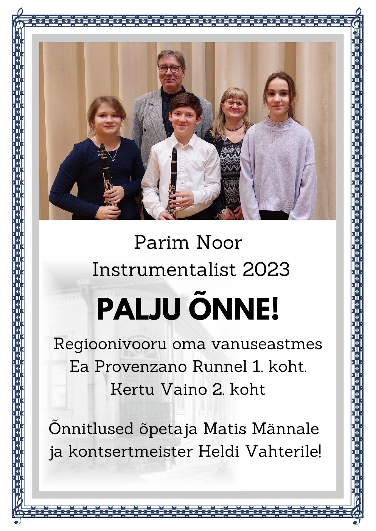 Parim Noor Instrumentalist 2023 – klarneti regioonivoor – Ea Provenzano Runnel ja Kertu Vaino