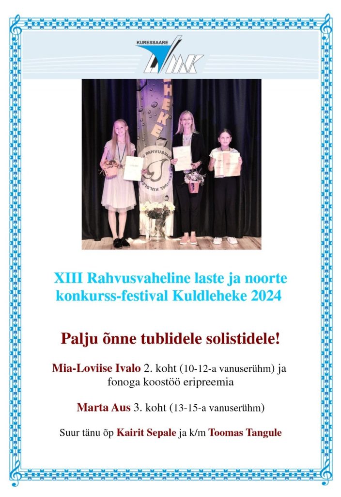 XIII rahvusvaheline konkurss-festival Kuldleheke 2024 – Mia-Loviise Ivalo ja Marta Aus