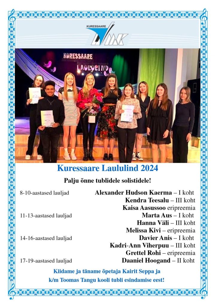 Kuressaare Laululind 2024 – KMK solistid