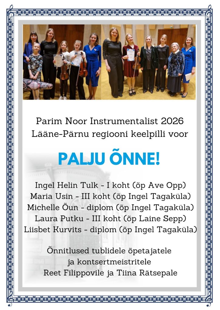 Parim Noor Instrumentalist 2026 – Lääne-Pärnu keelpillivoor – Ingel Helin Tulk, Maria Usin, Michelle Õun, Laura Putku ja Liisbet Kurvits