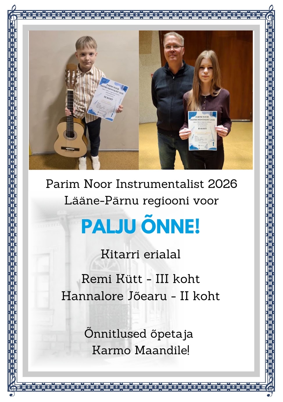 Parim Noor Instrumentalist 2026 – Lääne-Pärnu kitarrivoor – Remi Rutt ja Hannalore Jõearu